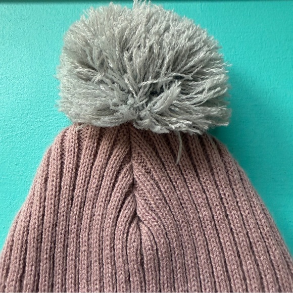 Herschel Kids Pink Ribbed Knit Beanie Pom Pom Logo Winter Outdoors Stretchy - Picture 4 of 6